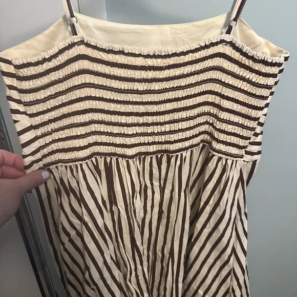 Japna Chocolate and Cream Striped Maxi Dress - Picture 3 of 4